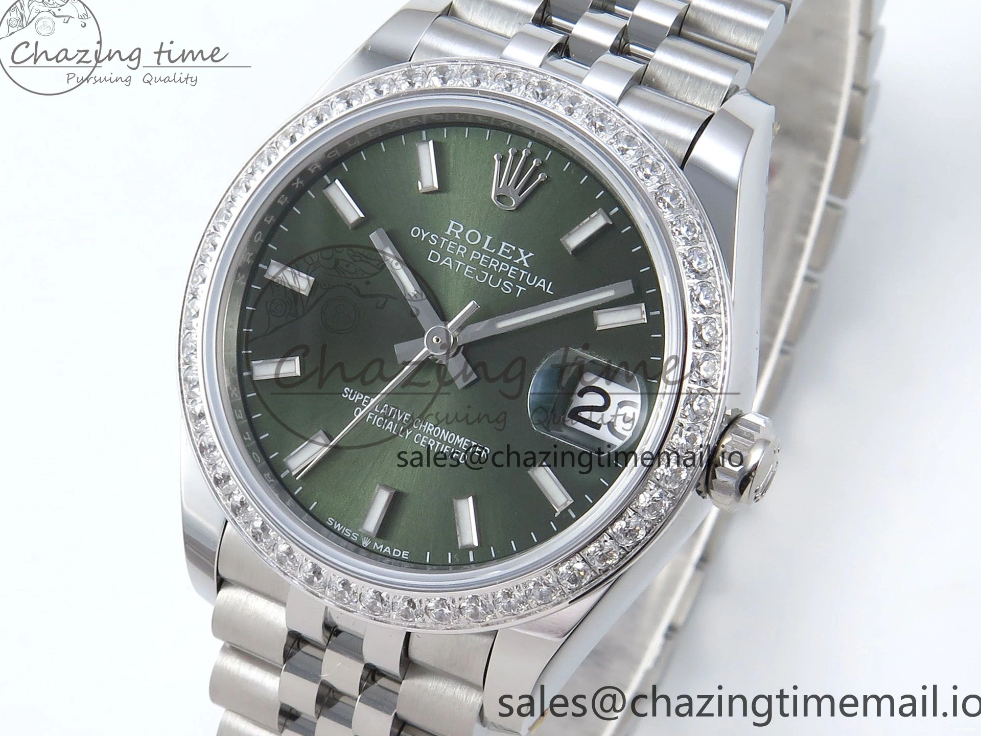 Diamonds Edition ARF Jubilee 278384RBR 904L ETA DateJust SS Bracelet on Stick Best 1:1 2688 Steel Green 31 Dial Bezel 0110